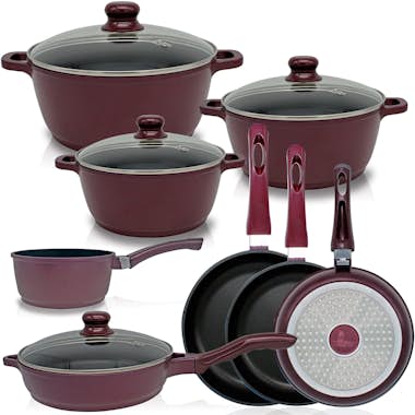 Callaway Bordeaux Batería Cocina Inducción 8 Piezas Alumini Callaway Bordeaux Batería Cocina Inducción 8 Piezas Alumini