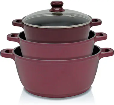 Callaway Bordeaux Batería Cocina Inducción 8 Piezas Alumini Callaway Bordeaux Batería Cocina Inducción 8 Piezas Alumini