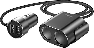 Baseus Cargador de coche Distribuidor 2 puertos USB con 2 Baseus Cargador de coche Distribuidor 2 puertos USB con 2