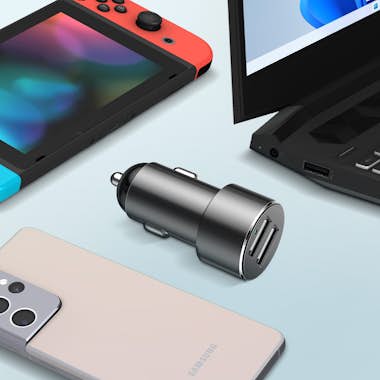 Baseus Cargador de coche Distribuidor 2 puertos USB con 2 Baseus Cargador de coche Distribuidor 2 puertos USB con 2