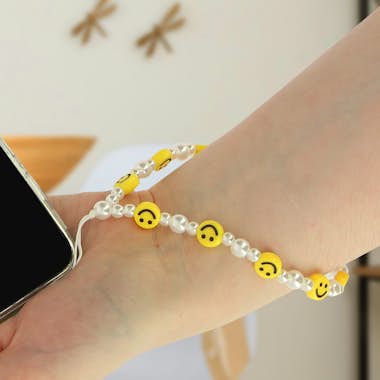 Avizar Pulsera de perlas con estrella amarilla y Smiley p Avizar Pulsera de perlas con estrella amarilla y Smiley p