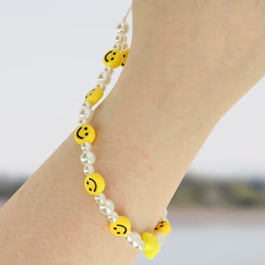 Avizar Pulsera de perlas con estrella amarilla y Smiley p Avizar Pulsera de perlas con estrella amarilla y Smiley p