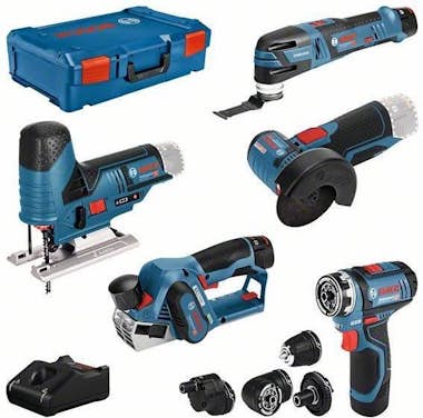 Bosch Pack de 5 máquinas 12 V (GSR12+GST70+GWS26+GOP12+G Bosch Pack de 5 máquinas 12 V (GSR12+GST70+GWS26+GOP12+G