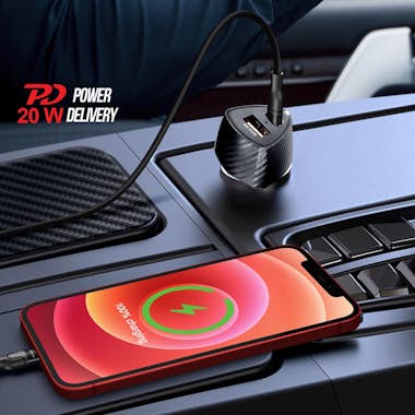 Forcell Cargador de coche USB + USB-C Potencia 38W Power D Forcell Cargador de coche USB + USB-C Potencia 38W Power D