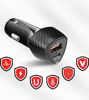 Forcell Cargador de coche USB + USB-C Potencia 38W Power D Forcell Cargador de coche USB + USB-C Potencia 38W Power D