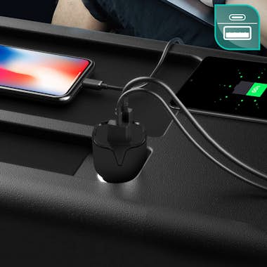 SETTY Cargador de mechero Carga completa 2.4A USB / USB- SETTY Cargador de mechero Carga completa 2.4A USB / USB-