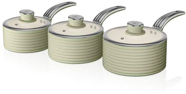 SWAN SWPS3020GN Retro Batería Cocina 3 Cazos 16-18-20cm SWAN SWPS3020GN Retro Batería Cocina 3 Cazos 16-18-20cm
