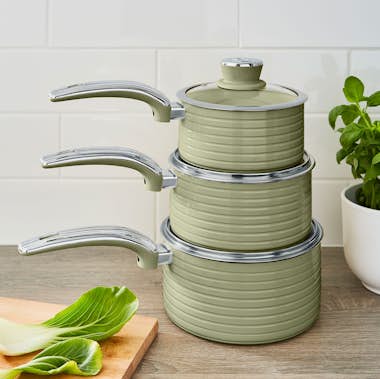 SWAN SWPS3020GN Retro Batería Cocina 3 Cazos 16-18-20cm SWAN SWPS3020GN Retro Batería Cocina 3 Cazos 16-18-20cm