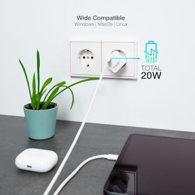 Tooq TooQ Cargador de Pared USB-C PD20W, Blanco Tooq TooQ Cargador de Pared USB-C PD20W, Blanco