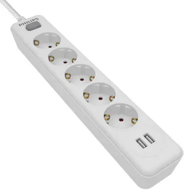 Philips SPN3052WA/10 Regleta 5 Tomas y 2 puertos USB de 2, Philips SPN3052WA/10 Regleta 5 Tomas y 2 puertos USB de 2,