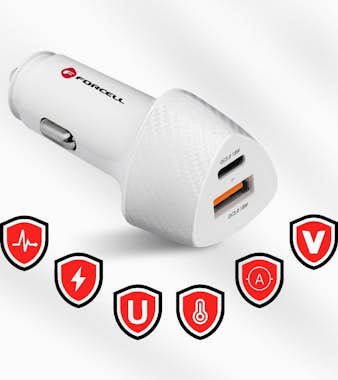 Forcell Cargador Coche USB + USB-C Puissance 38W Power Del Forcell Cargador Coche USB + USB-C Puissance 38W Power Del