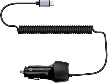 Forcell Cargador Coche USB 38W QC 3.0 + Cable USB-C PD int Forcell Cargador Coche USB 38W QC 3.0 + Cable USB-C PD int