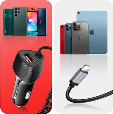 Forcell Cargador Coche USB 38W QC 3.0 + Cable Lightning in Forcell Cargador Coche USB 38W QC 3.0 + Cable Lightning in