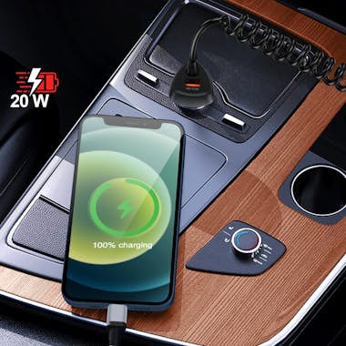 Forcell Cargador Coche USB 38W QC 3.0 + Cable Lightning in Forcell Cargador Coche USB 38W QC 3.0 + Cable Lightning in