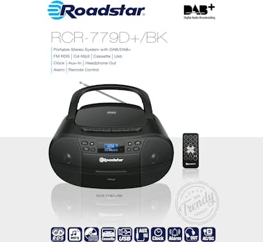 Roadstar , RCR-779D+/BK, Radio Portátil DAB DAB+ FM, Reprod