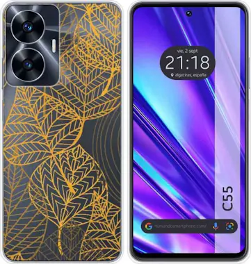 Tumundosmartphone Funda Silicona Transparente Realme C55 Hojas Tumundosmartphone Funda Silicona Transparente Realme C55 Hojas