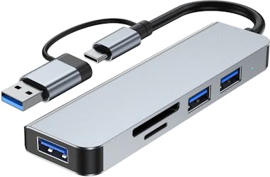 Klack HUB USB 5 en 1 con lector de tarjetas SD y MicroSD Klack HUB USB 5 en 1 con lector de tarjetas SD y MicroSD