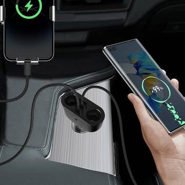 Max Excell Cargador Coche 2 Puertos USB y Doble toma mechero Max Excell Cargador Coche 2 Puertos USB y Doble toma mechero
