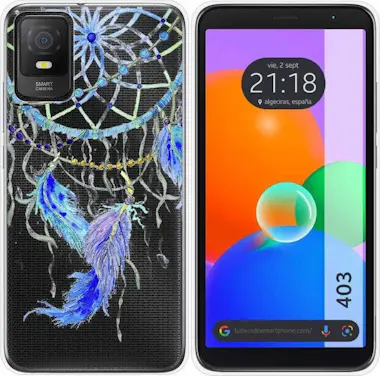 Tumundosmartphone Funda Silicona Transparente TCL 403 Plumas Tumundosmartphone Funda Silicona Transparente TCL 403 Plumas
