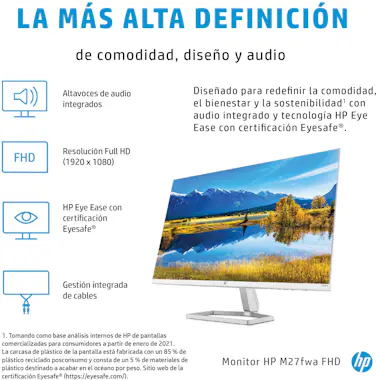 HP HP M27fwa 68,6 cm (27"") 1920 x 1080 Pixeles Full HP HP M27fwa 68,6 cm (27"") 1920 x 1080 Pixeles Full