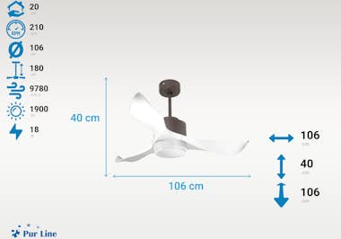 Purline Ventilador de techo Wifi Motor DC Mando a Distanci Purline Ventilador de techo Wifi Motor DC Mando a Distanci