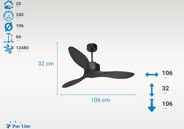 Purline Ventilador de techo Reversible Termostato Wifi Mot Purline Ventilador de techo Reversible Termostato Wifi Mot