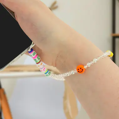 Avizar Joya para Teléfono Pulsera de Bolas Heishi, Smiley Avizar Joya para Teléfono Pulsera de Bolas Heishi, Smiley