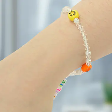 Avizar Joya para Teléfono Pulsera de Bolas Heishi, Smiley Avizar Joya para Teléfono Pulsera de Bolas Heishi, Smiley