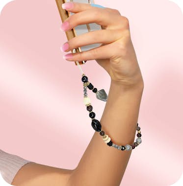 Avizar Joya para teléfono con perlas tahitianas negras de Avizar Joya para teléfono con perlas tahitianas negras de