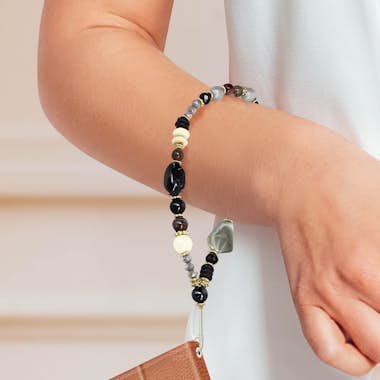 Avizar Joya para teléfono con perlas tahitianas negras de Avizar Joya para teléfono con perlas tahitianas negras de