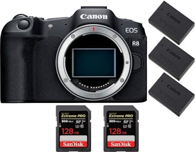 Canon EOS R8 + 2 SanDisk 128GB Extreme PRO UHS-II SDXC 3 Canon EOS R8 + 2 SanDisk 128GB Extreme PRO UHS-II SDXC 3