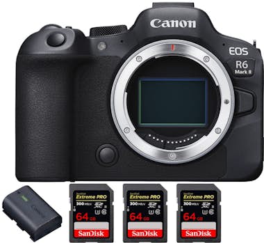 Canon EOS R6 Mark II ( R6II ) + 3 SanDisk 64GB Extreme P Canon EOS R6 Mark II ( R6II ) + 3 SanDisk 64GB Extreme P