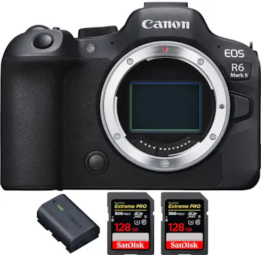 Canon EOS R6 Mark II ( R6II ) + 2 SanDisk 128GB Extreme Canon EOS R6 Mark II ( R6II ) + 2 SanDisk 128GB Extreme