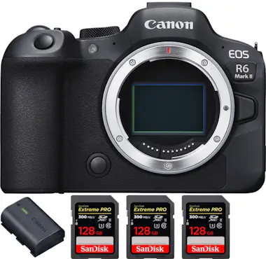 Canon EOS R6 Mark II ( R6II ) + 3 SanDisk 128GB Extreme Canon EOS R6 Mark II ( R6II ) + 3 SanDisk 128GB Extreme