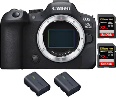 Canon EOS R6 Mark II ( R6II ) + 2 SanDisk 32GB Extreme P Canon EOS R6 Mark II ( R6II ) + 2 SanDisk 32GB Extreme P
