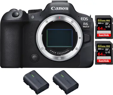 Canon EOS R6 Mark II ( R6II ) + 2 SanDisk 64GB Extreme P Canon EOS R6 Mark II ( R6II ) + 2 SanDisk 64GB Extreme P