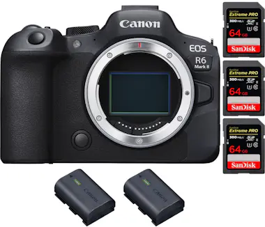 Canon EOS R6 Mark II ( R6II ) + 3 SanDisk 64GB Extreme P Canon EOS R6 Mark II ( R6II ) + 3 SanDisk 64GB Extreme P