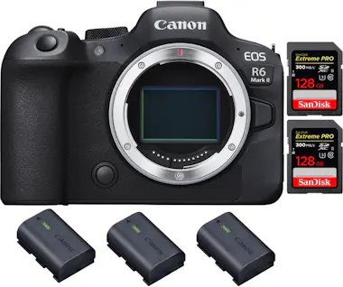 Canon EOS R6 Mark II ( R6II ) + 2 SanDisk 128GB Extreme Canon EOS R6 Mark II ( R6II ) + 2 SanDisk 128GB Extreme