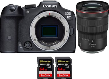 Canon EOS R7 + RF 15-35mm F2.8 L IS USM + 2 SanDisk 64GB Canon EOS R7 + RF 15-35mm F2.8 L IS USM + 2 SanDisk 64GB