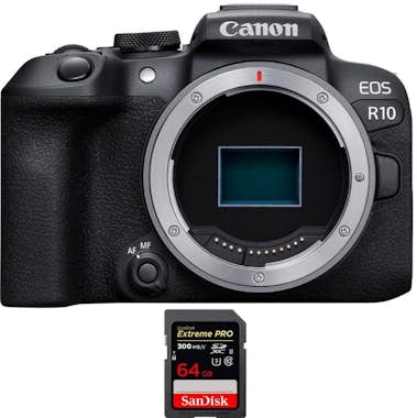 Canon EOS R10 + 1 SanDisk 64GB Extreme PRO UHS-II SDXC 3 Canon EOS R10 + 1 SanDisk 64GB Extreme PRO UHS-II SDXC 3