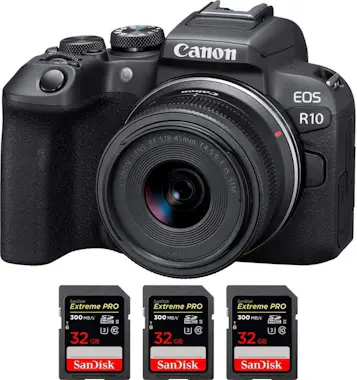 Canon EOS R10 + RF-S 18-45mm F4.5-6.3 IS STM + 3 SanDisk Canon EOS R10 + RF-S 18-45mm F4.5-6.3 IS STM + 3 SanDisk