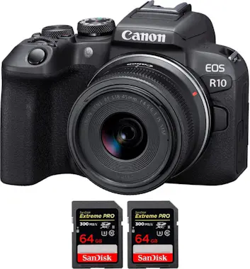 Canon EOS R10 + RF-S 18-45mm F4.5-6.3 IS STM + 2 SanDisk Canon EOS R10 + RF-S 18-45mm F4.5-6.3 IS STM + 2 SanDisk
