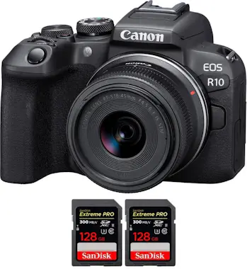 Canon EOS R10 + RF-S 18-45mm F4.5-6.3 IS STM + 2 SanDisk Canon EOS R10 + RF-S 18-45mm F4.5-6.3 IS STM + 2 SanDisk