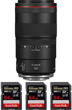 Canon RF 100mm f/2.8L Macro IS USM + 3 SanDisk 64GB Extr Canon RF 100mm f/2.8L Macro IS USM + 3 SanDisk 64GB Extr