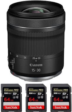 Canon RF 15-30mm F4.5-6.3 IS STM + 3 SanDisk 64GB Extrem Canon RF 15-30mm F4.5-6.3 IS STM + 3 SanDisk 64GB Extrem