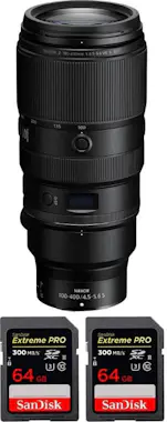 Nikon Z 100-400mm F4.5-5.6 VR S + 2 SanDisk 64GB Extreme Nikon Z 100-400mm F4.5-5.6 VR S + 2 SanDisk 64GB Extreme