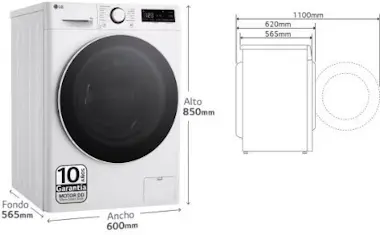 LG Lavadora F4WR6009A0W 9KG 1400RPM LG Lavadora F4WR6009A0W 9KG 1400RPM