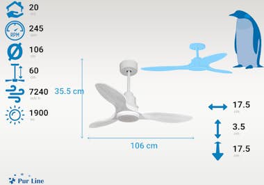Purline Ventilador de techo Modo Invierno/Verano Termostat Purline Ventilador de techo Modo Invierno/Verano Termostat