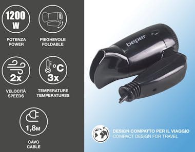beper BEPER 40.405, Secador de Pelo Color Negro, Ideal p beper BEPER 40.405, Secador de Pelo Color Negro, Ideal p