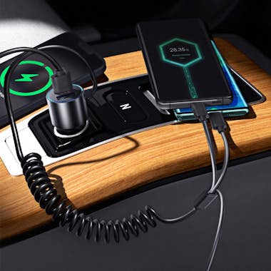 Wekome Cargador Coche 2x USB y Cable 3 en 1 Potencia 33W Wekome Cargador Coche 2x USB y Cable 3 en 1 Potencia 33W
